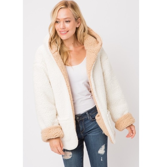 NWT REVERSIBLE Ultra Soft Sherpa Plush Jacket L - Picture 5 of 6